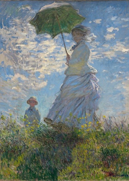 In stijl van Claude Monet, vrouw met parasol ca 1930 olieverf doek 40